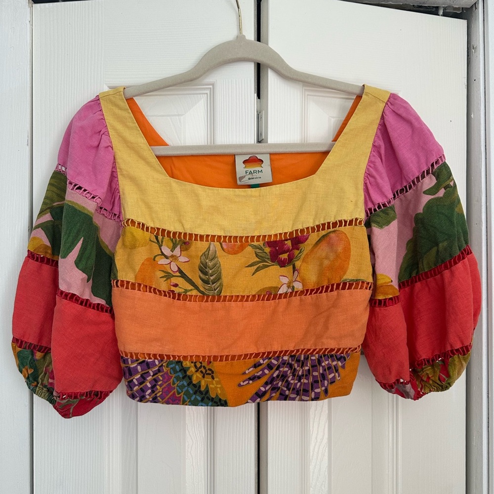 FARM Rio Colorful Floral Patchwork Blouse
